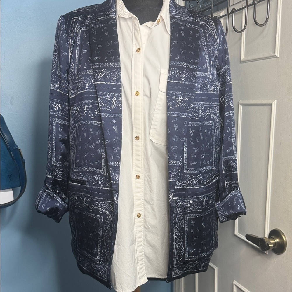 Navy Patterned Jacket - Picture 2 of 10